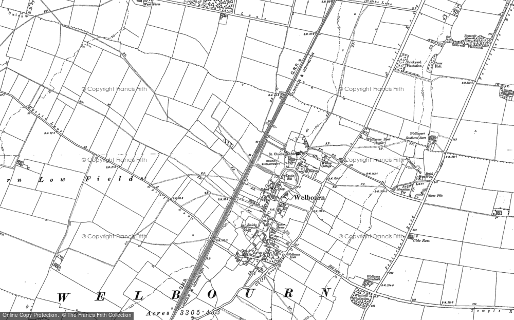 Old Map of Welbourn, 1886 in 1886