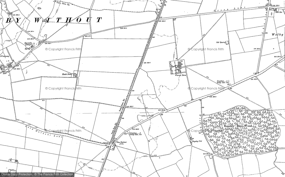 Old Map of Welby Warren, 1885 - 1887 in 1885
