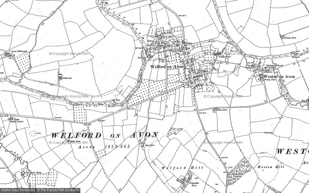 Old Map of Welford-on-Avon, 1883 in 1883