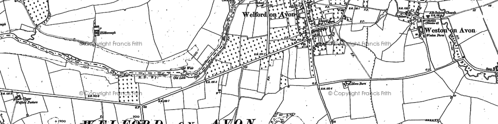 Old map of Welford-on-Avon in 1883