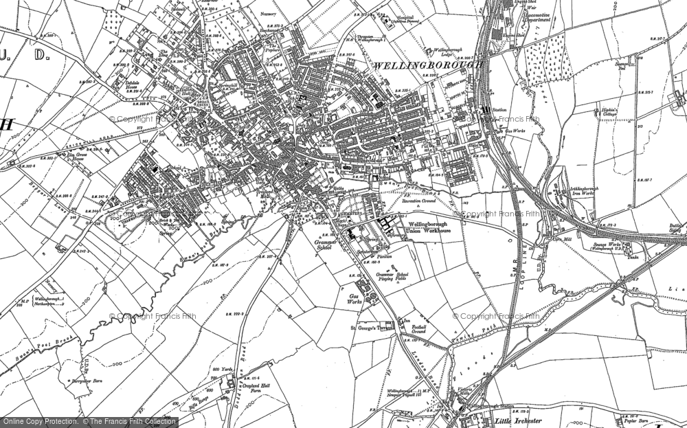 Old Map of Historic Map covering Irthlingborough Grange in 1884