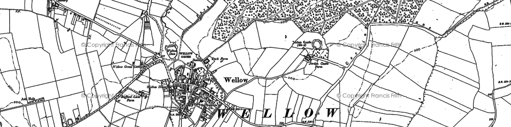 Old map of Wellow in 1883