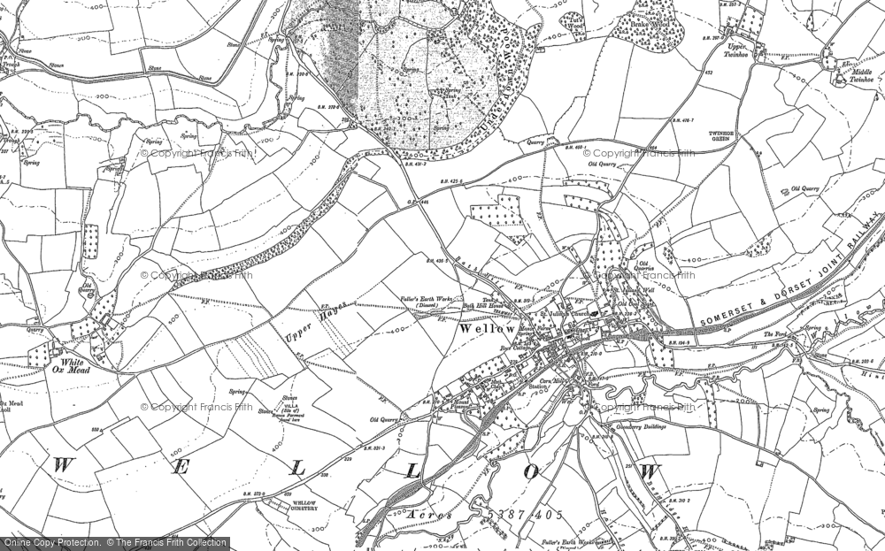 Old Map of Historic Map covering Twinhoe in 1884