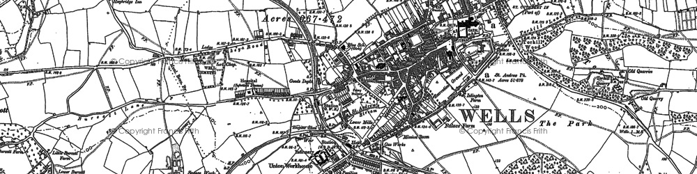 Old map of Wells in 1884