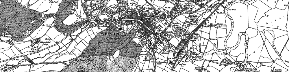 Old map of Welshpool in 1884