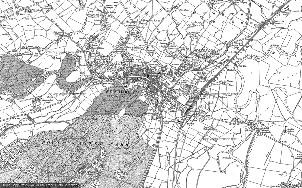 Old Map of Historic Map covering Welshpool & Llanfair Light Rly in 1884