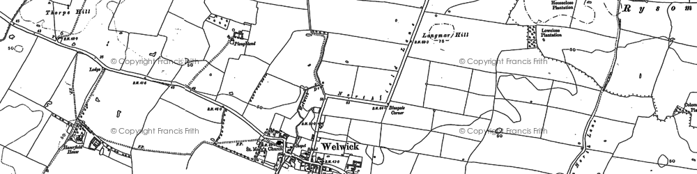 Old map of Welwick in 1895