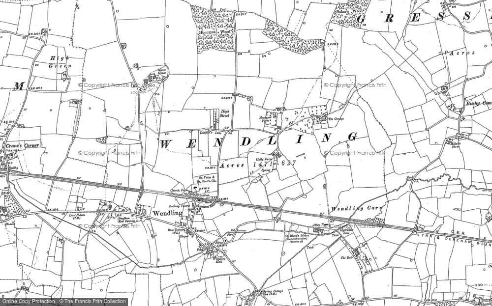 Old Map of Wendling, 1882 - 1883 in 1882