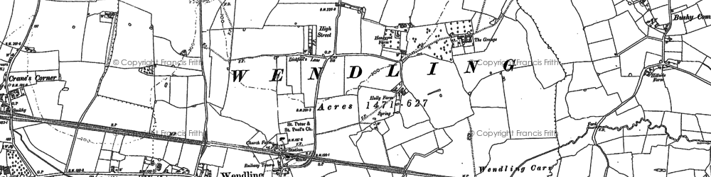 Old map of High Green in 1882