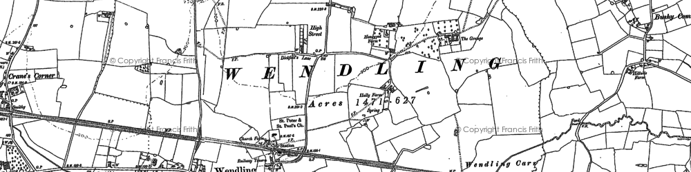 Old map of Wendling in 1882