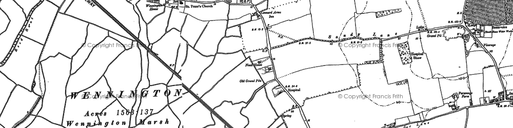 Old map of Aveley Marshes in 1895