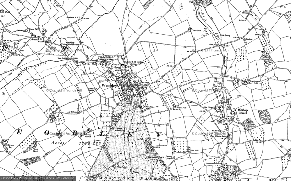 Old Map of Historic Map covering Weobley Marsh in 1886