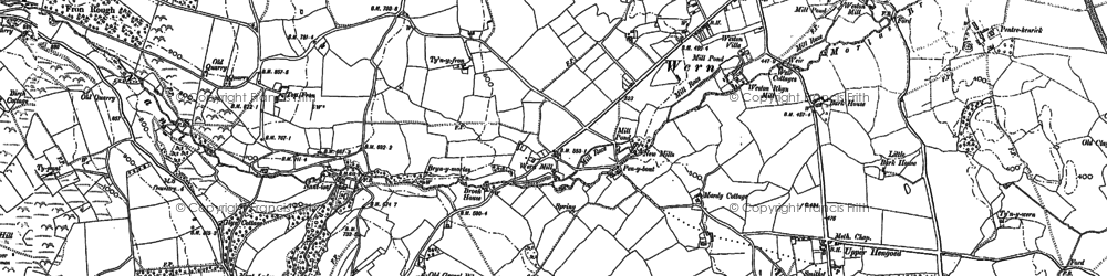 Old map of Upper Hengoed in 1874