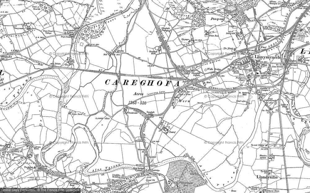 Old Map of Historic Map covering Clawdd Coch in 1900