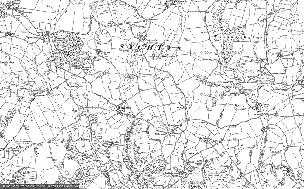 Old Map of Historic Map covering Glan-yr-afon in 1900