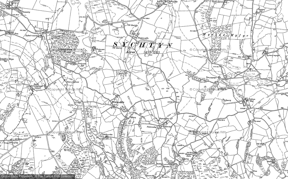 Old Map of Historic Map covering Pentre in 1900