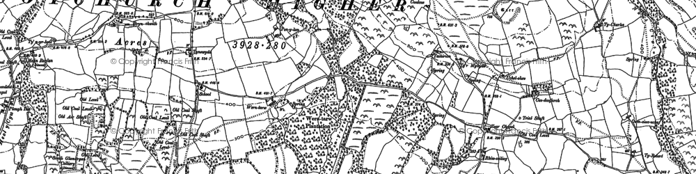 Old map of Rhiwceiliog in 1897