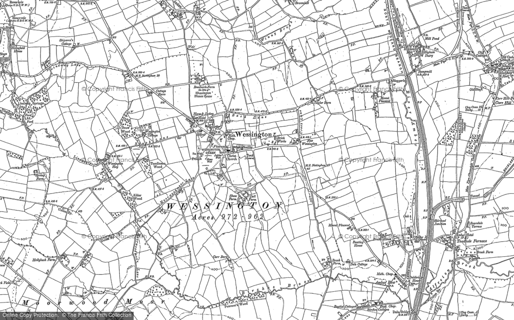 Old Map of Historic Map covering Brackenfield Green in 1879