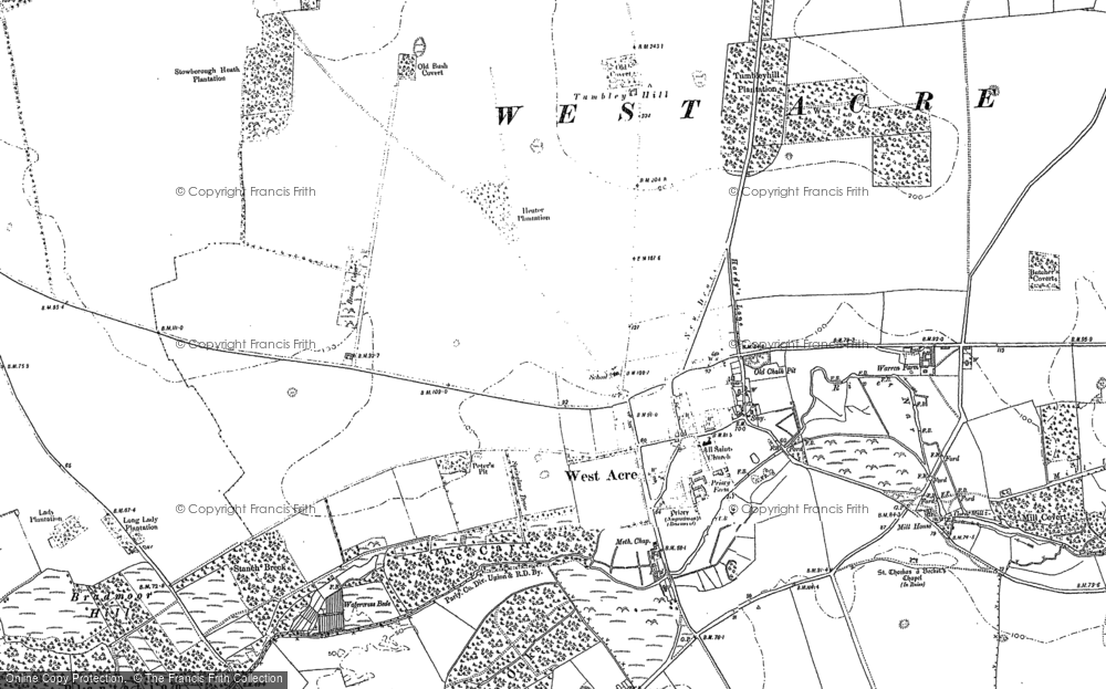 Old Map of West Acre, 1883 - 1884 in 1883