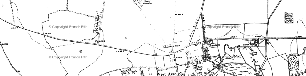 Old map of West Acre in 1883