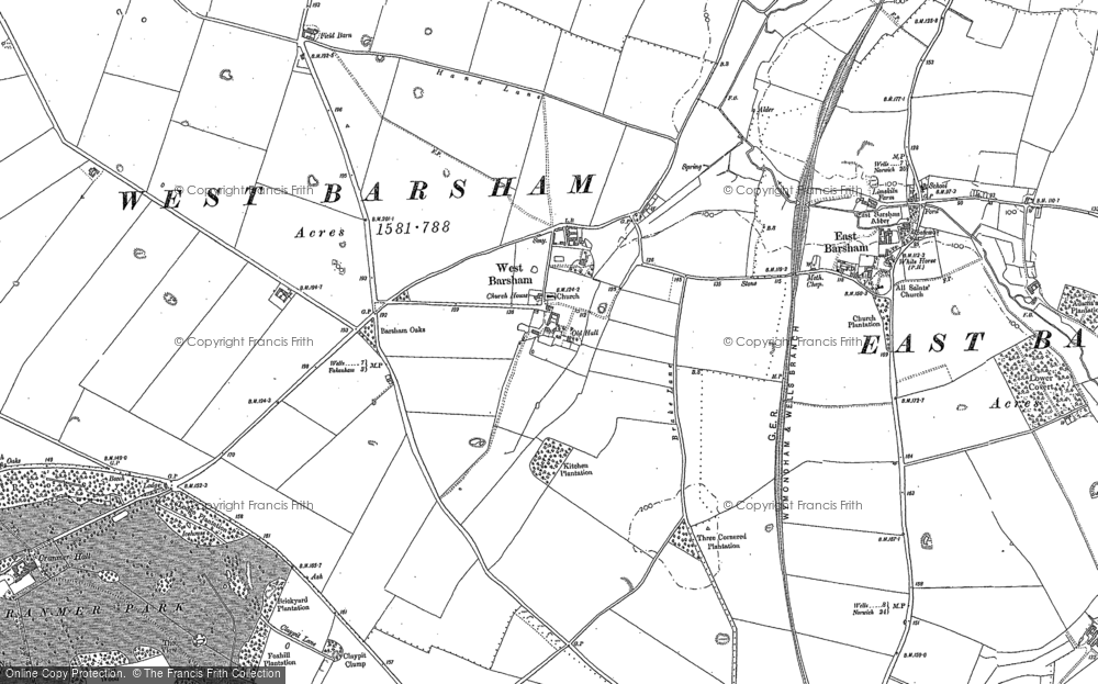 Old Map of West Barsham, 1885 in 1885