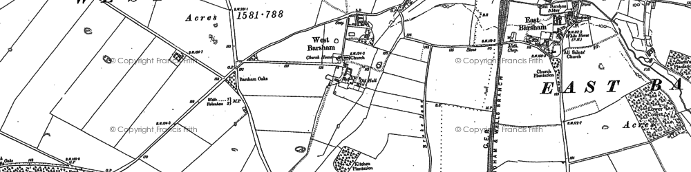 Old map of West Barsham in 1885