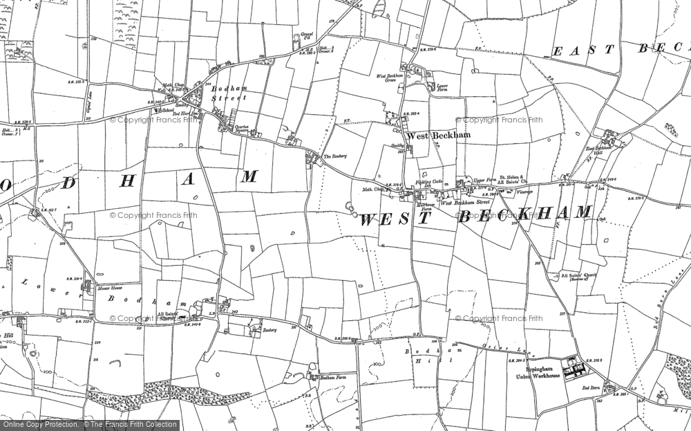 Old Map of West Beckham, 1885 - 1904 in 1885