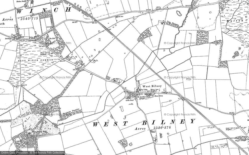 Old Map of West Bilney, 1884 in 1884
