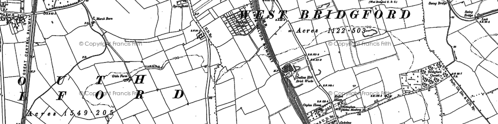 Old map of West Bridgford in 1883