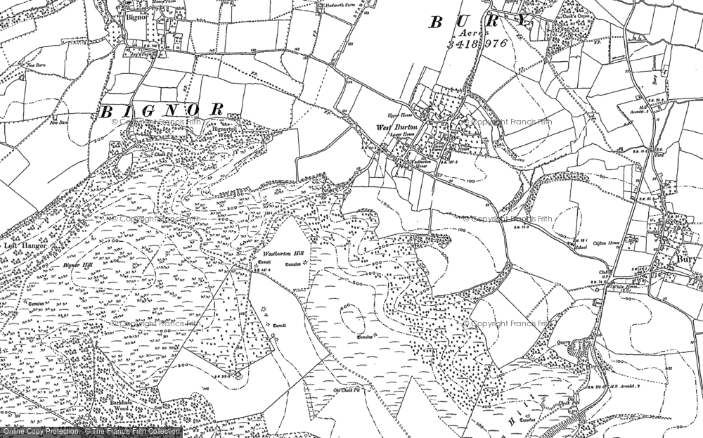 Old Map of Historic Map covering Bignor Park in 1896