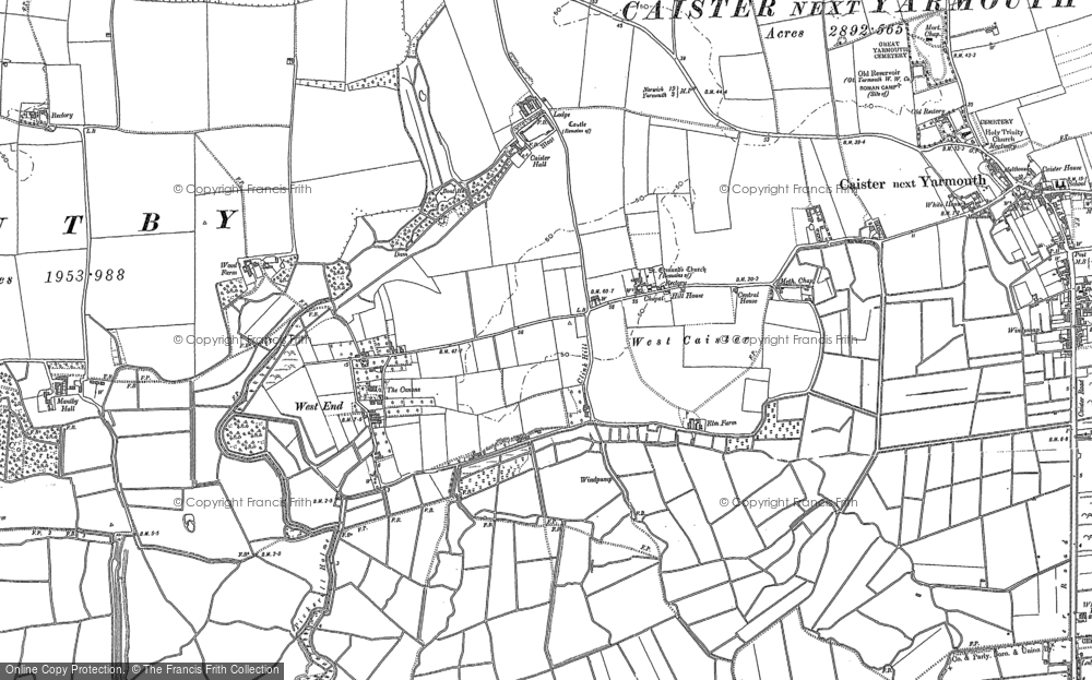 Old Map of West Caister, 1904 - 1905 in 1904