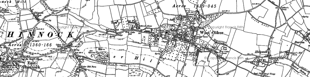 Old map of West Coker in 1886