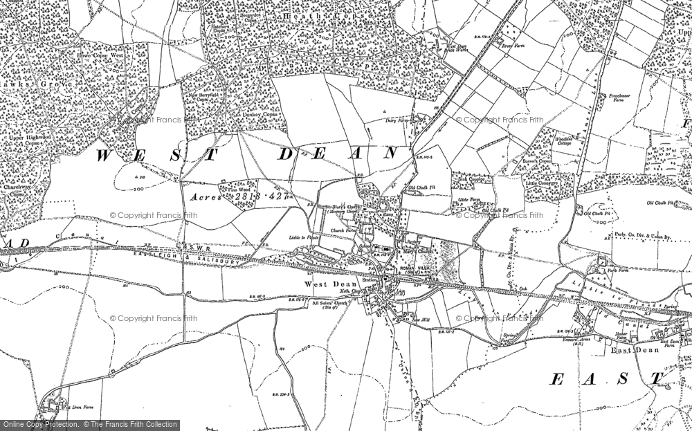 Old Map of Historic Map covering Barnridge Copse in 1908