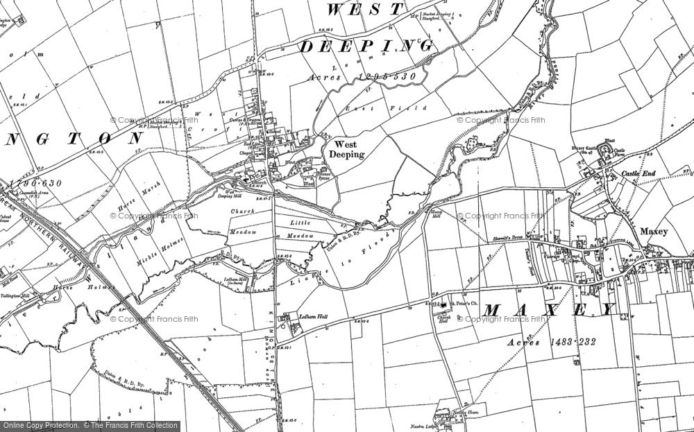 Old Map of West Deeping, 1886 - 1899 in 1886