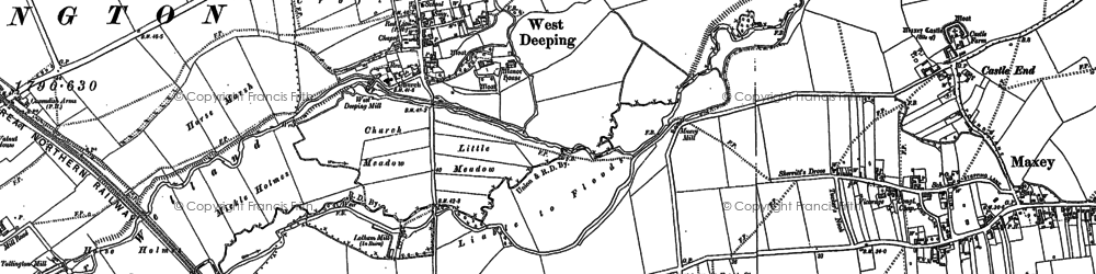 Old map of West Deeping in 1886