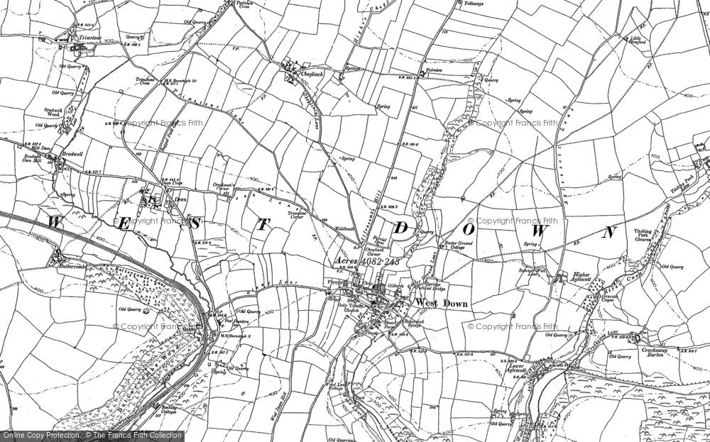 Old Map of Historic Map covering Yellow Rayes in 1886