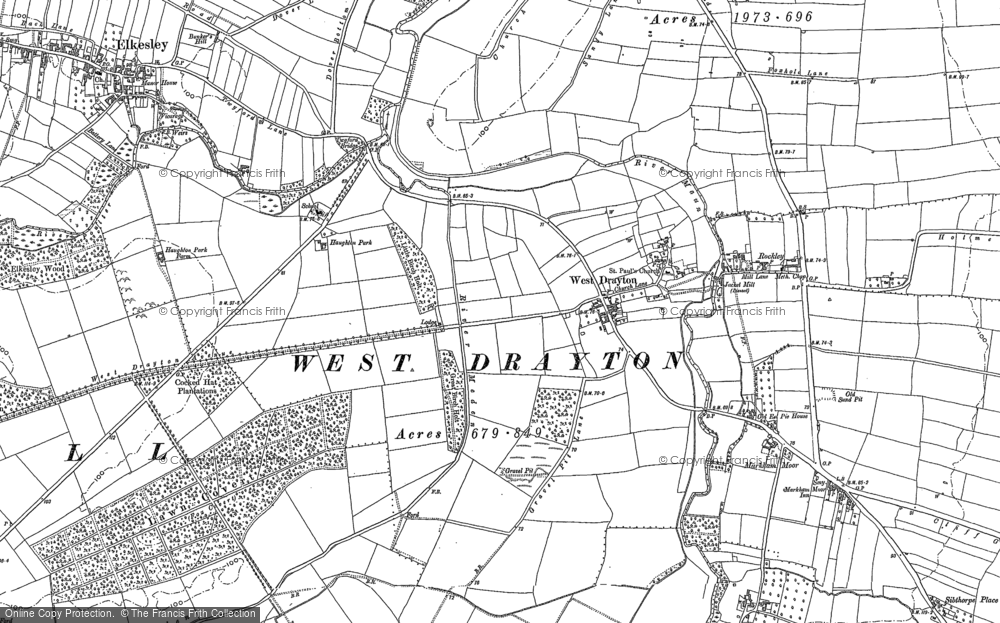 Old Map of West Drayton, 1884 in 1884