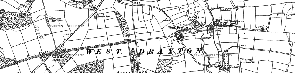 Old map of West Drayton in 1884