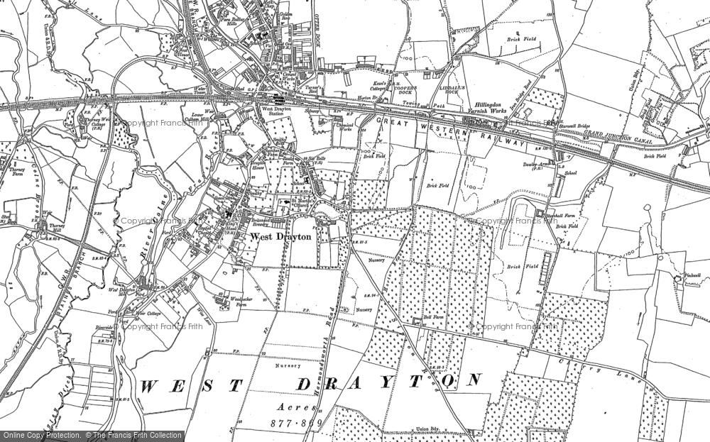 Old Map of West Drayton, 1912 - 1913 in 1912