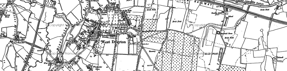Old map of West Drayton in 1912