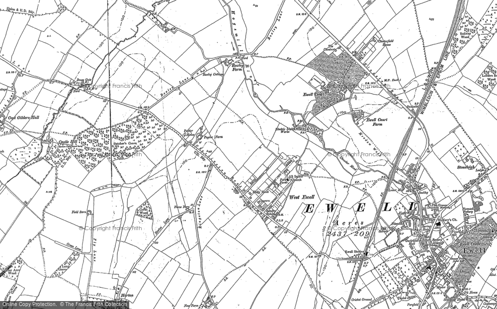 Old Map of West Ewell, 1894 - 1895 in 1894