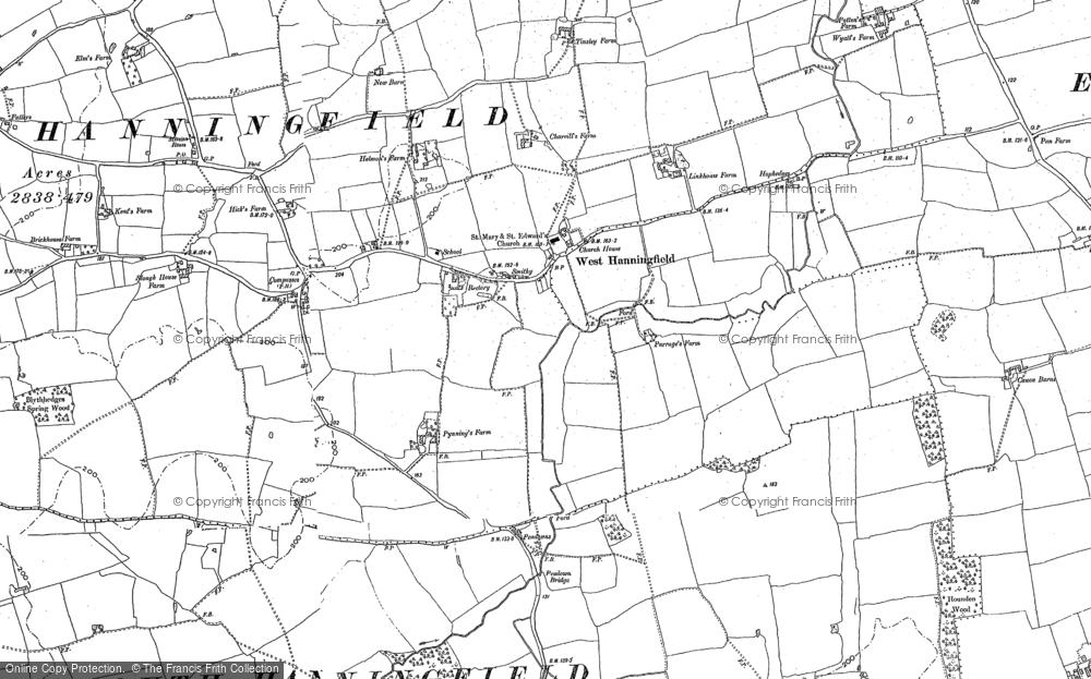 Old Map of West Hanningfield, 1895 in 1895