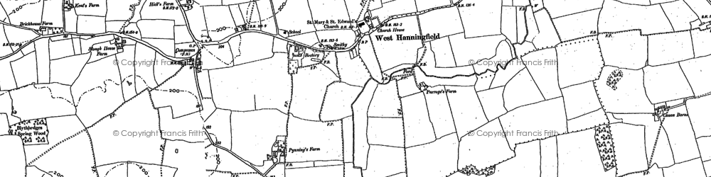 Old map of West Hanningfield in 1895