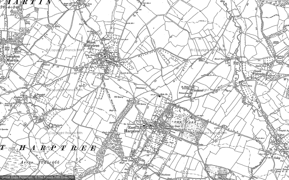 Old Map of West Harptree, 1884 in 1884