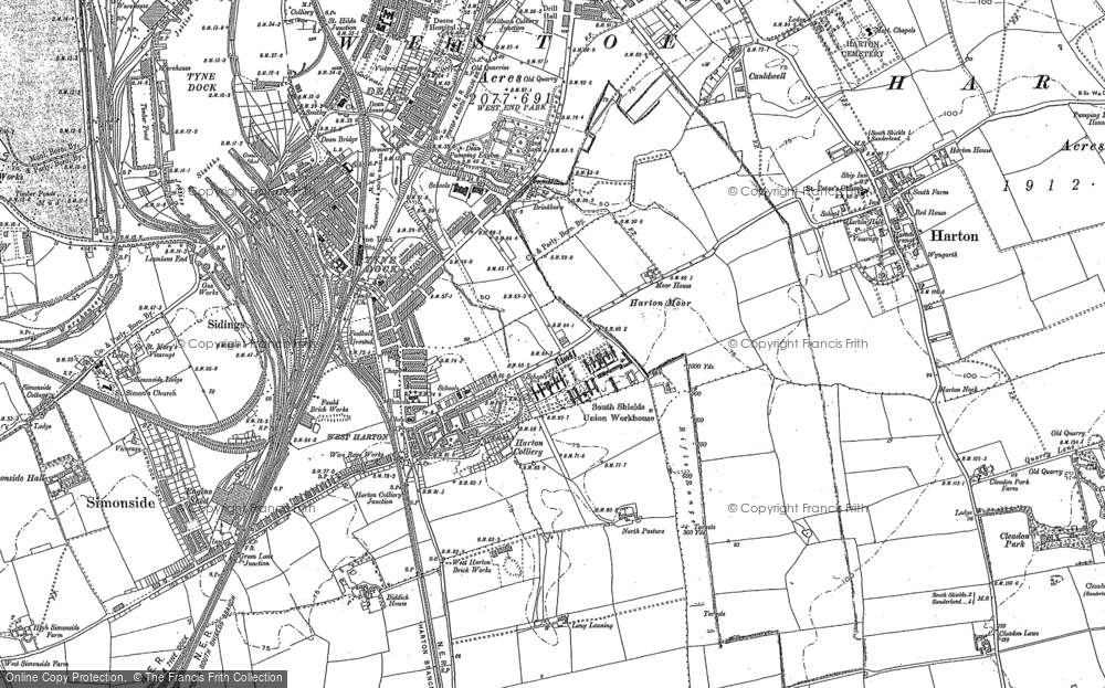 Old Map of Historic Map covering Whiteleas in 1920