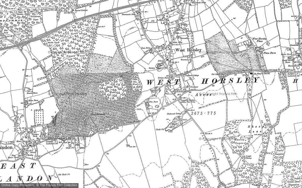 Old Map of Historic Map covering Woodcote Lodge in 1895