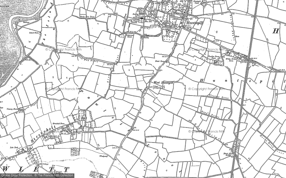 Old Map of West Huntspill, 1885 - 1886 in 1885