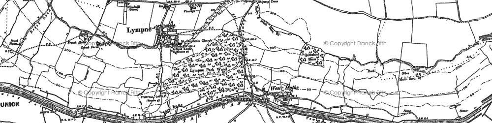 Old map of Lemanis (Stutfall Castle) (Roman Fort) in 1896