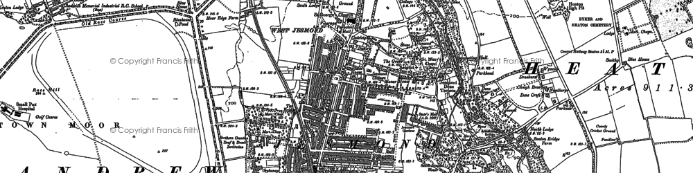 Old map of Town Moor in 1895