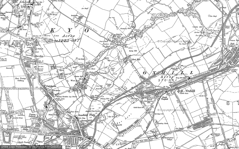 Old Map of Historic Map covering Harelaw in 1895